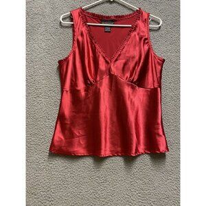 NEW METRO STYLE WOMENS  Red POLYESTER SATIN LIKE CAMISOLE TANK SIZE 10